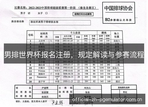 男排世界杯报名注册，规定解读与参赛流程